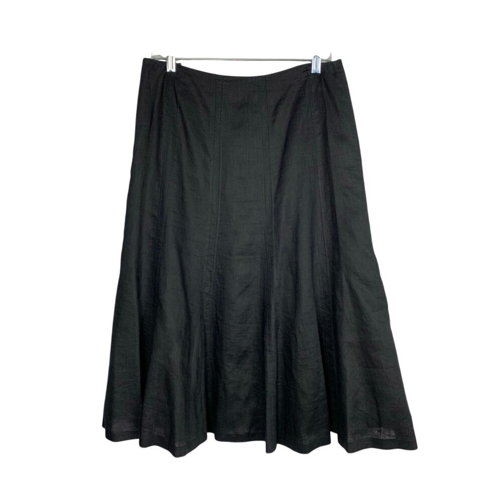 Lauren Ralph Lauren Linen A-Line Black Lined Skirt 16W